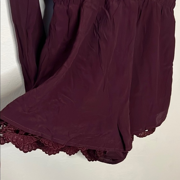 ASTR Burgundy Long Sleeve Romper - Picture 3 of 9